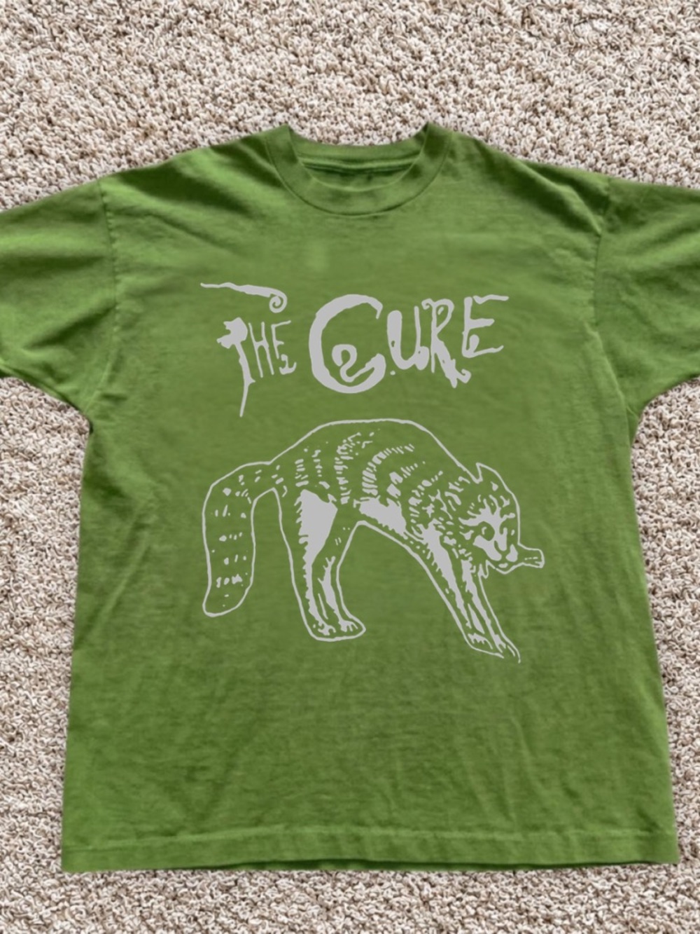 The Cure Cat Animal Band Logo Vintage Green T-Shirt
